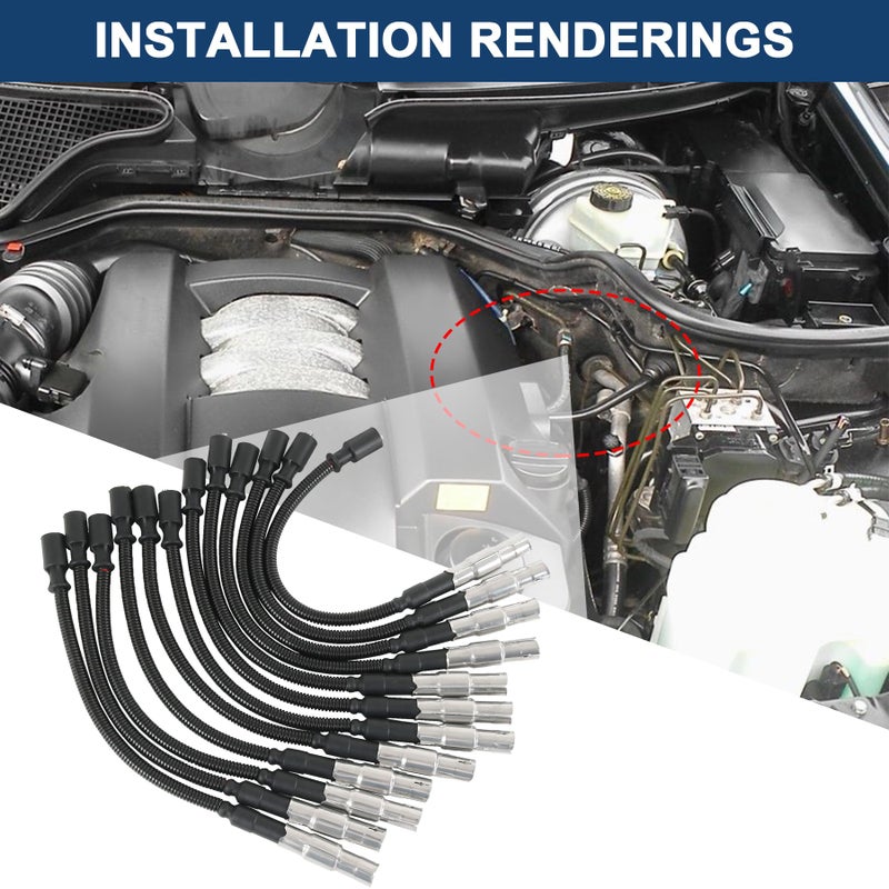 JDMSPEED مجموعة أسلاك إشعال شمعات الاحتراق الجديدة JDMSPEED بديل لمرسيدس بنز C-Class E-Class ML SLK 320 350 - Image 4